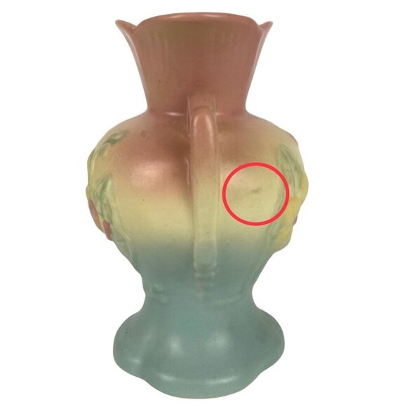 Vintage Hull Art Pottery Vase Magnolia Matte Pink Yellow Green USA Made - Picture 4 of 9